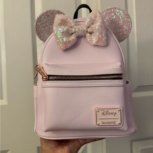 Loungefly Pink iridescent Mini Backpack